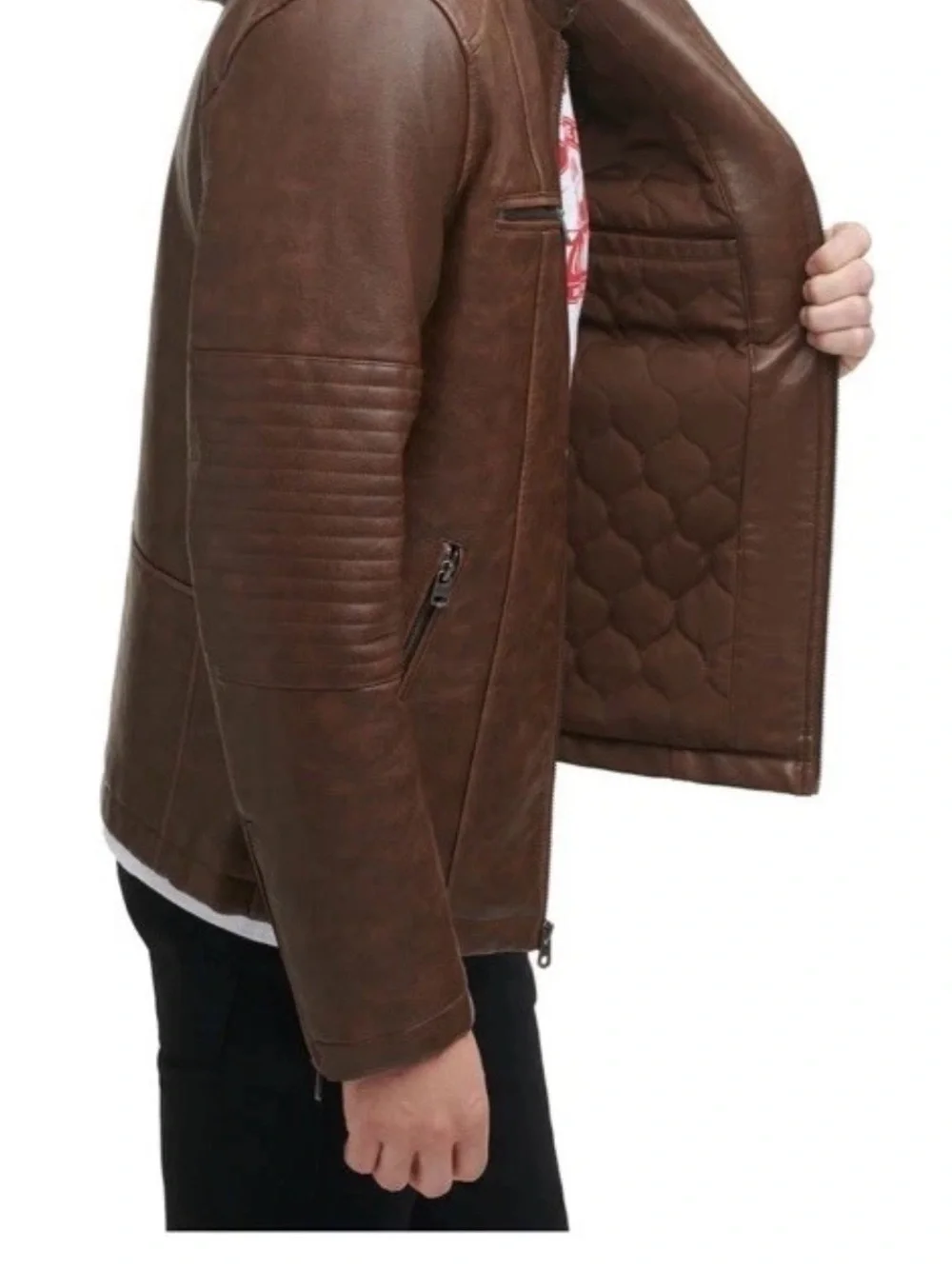 Levi's Men's Dark Brown Leather Bomber Jacket